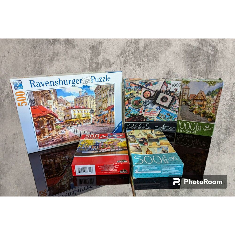 Bundle of 5 jigsaw puzzles (Ravensburger/Cardinal/Big Ben/CraZArt)